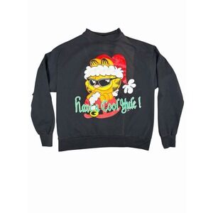 Vintage 90s Garfield Have A Cool Yule Christmas Sweatshirt XXL USA Made Black